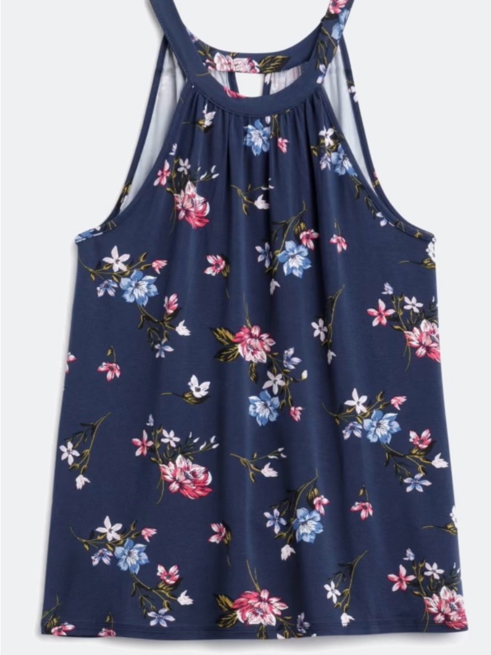 Market and Spruce Navy Floral Halter Tank Top